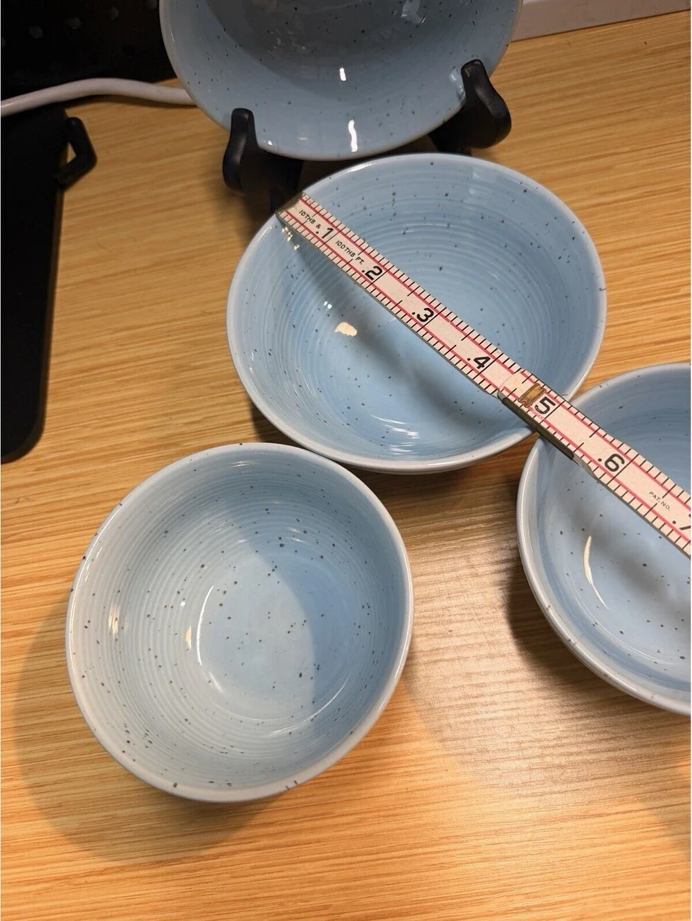 Set of 4 Sango Siterra Artist's Blend Blue 2 Fruit & 2 Cereal Bowls Speckled *